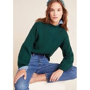 Line + Dot Anthropologie Green Sydney‎ Balloon Sleeve Sweater Size Small